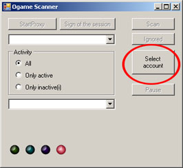 Ogame Scanner Espionage tool Main windows
